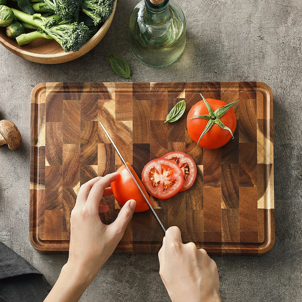 HEZHEN tagliere Premium legno di Acacia Splicing accessori da cucina tagliere scarico acqua e utensili da cucina a prova di umidità
