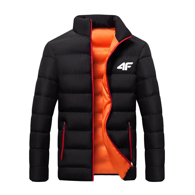 Giacca casual da uomo, giacca a vento impermeabile, tinta unita calda con cerniera, taglia grande, autunno e inverno