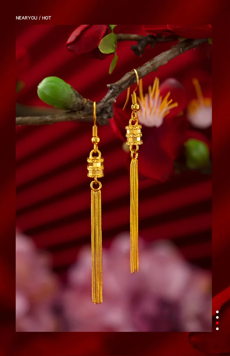 Orecchino a goccia in oro giallo 18 carati per le donne Fine gioielli romantici Hemia fidanzamento irregolare Aros Mujer Oreja scatola per orecchini in oro 18 carati