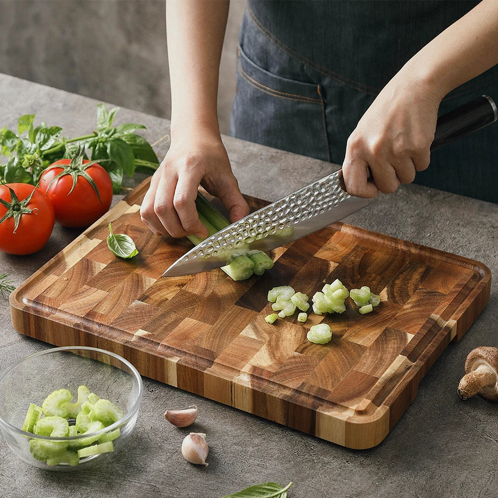 HEZHEN tagliere Premium legno di Acacia Splicing accessori da cucina tagliere scarico acqua e utensili da cucina a prova di umidità
