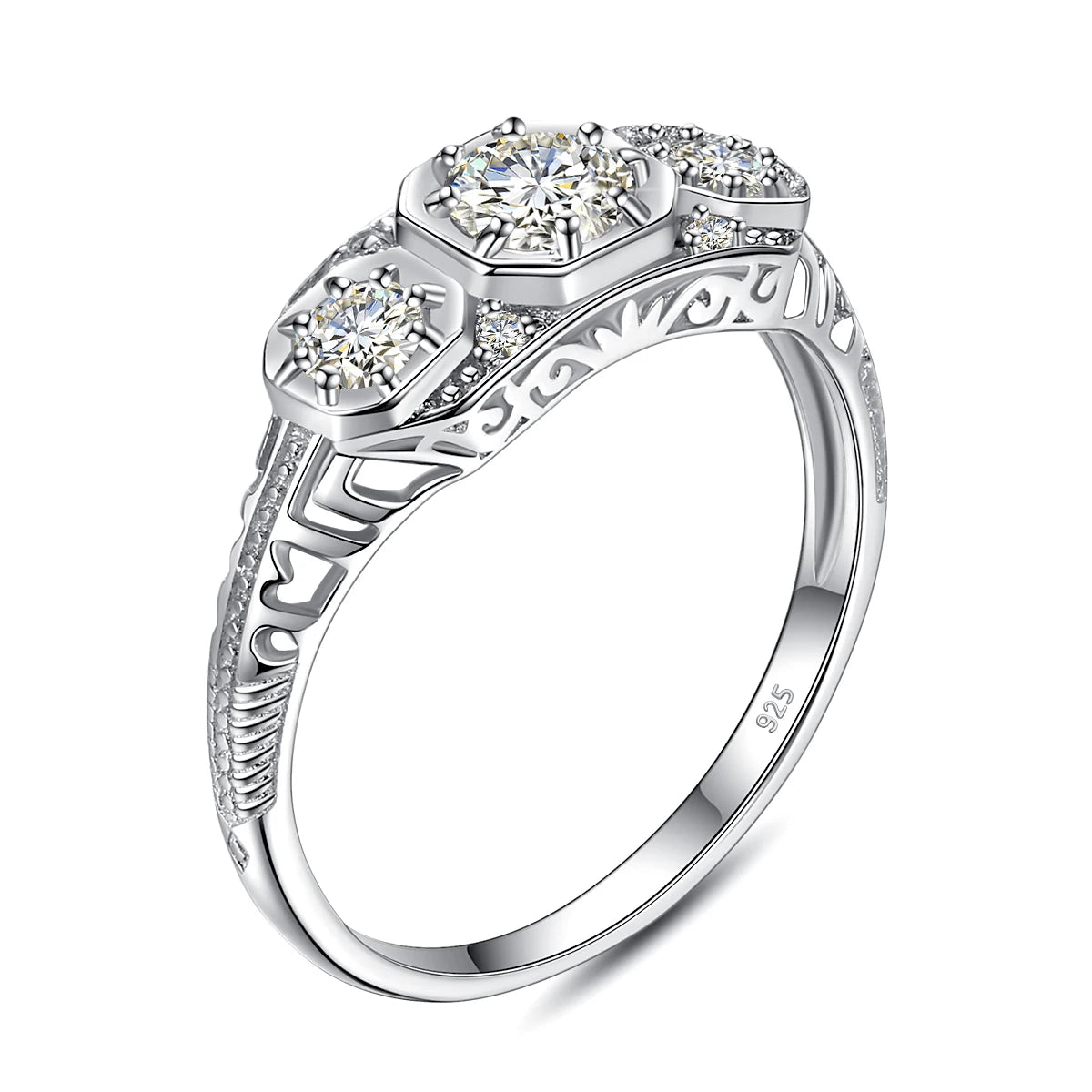 Anello in argento Sterling Moissanite 3 Stone per donna con certificato gioielli di fidanzamento di lusso 2024 regalo di tendenza per una ragazza vendita
