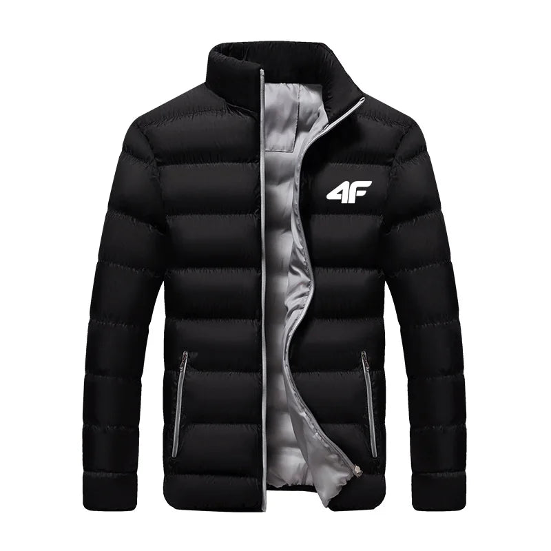 Giacca casual da uomo, giacca a vento impermeabile, tinta unita calda con cerniera, taglia grande, autunno e inverno