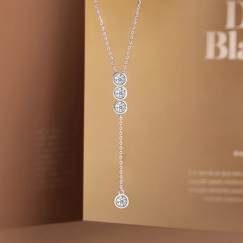 Houtros 3mm/5mm Collana piena di Moissanite per ragazze Classica catena clavicolare a bolle in argento sterling 925 regalo di gioielleria raffinata per feste