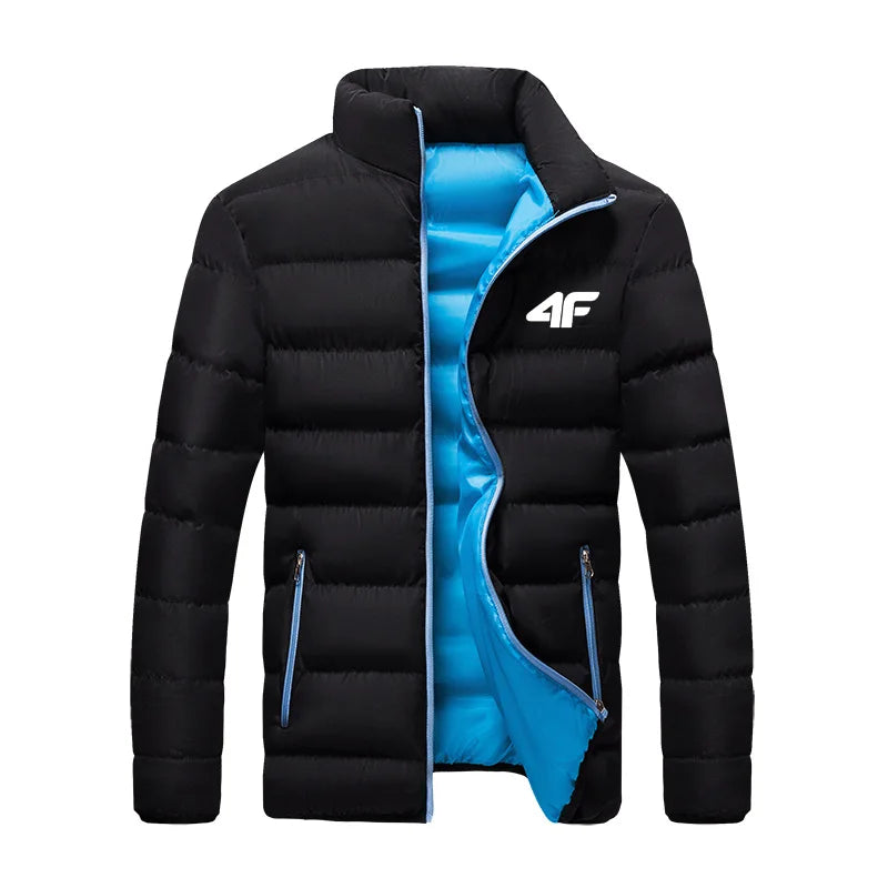 Giacca casual da uomo, giacca a vento impermeabile, tinta unita calda con cerniera, taglia grande, autunno e inverno