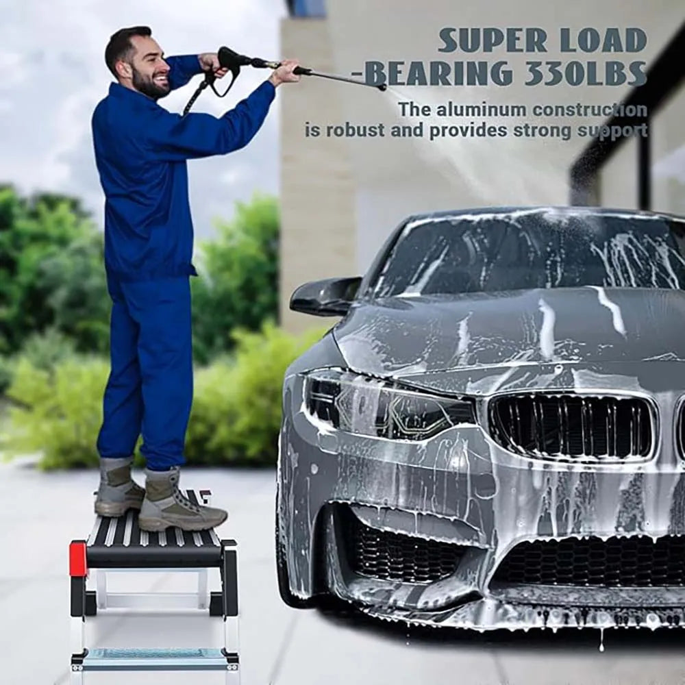 Piattaforma di lavoro, scala a gradini in alluminio, 40 "* 12" * 20 "piattaforma a gradini antiscivolo, resistente banco da lavoro pieghevole capacità 330 libbre per il lavaggio