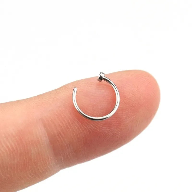 2/6 pezzi anelli da naso finti per le donne, anelli per labbra in acciaio inossidabile 316L anello labret narice cerchio piercing borchie gioielli penetranti al naso