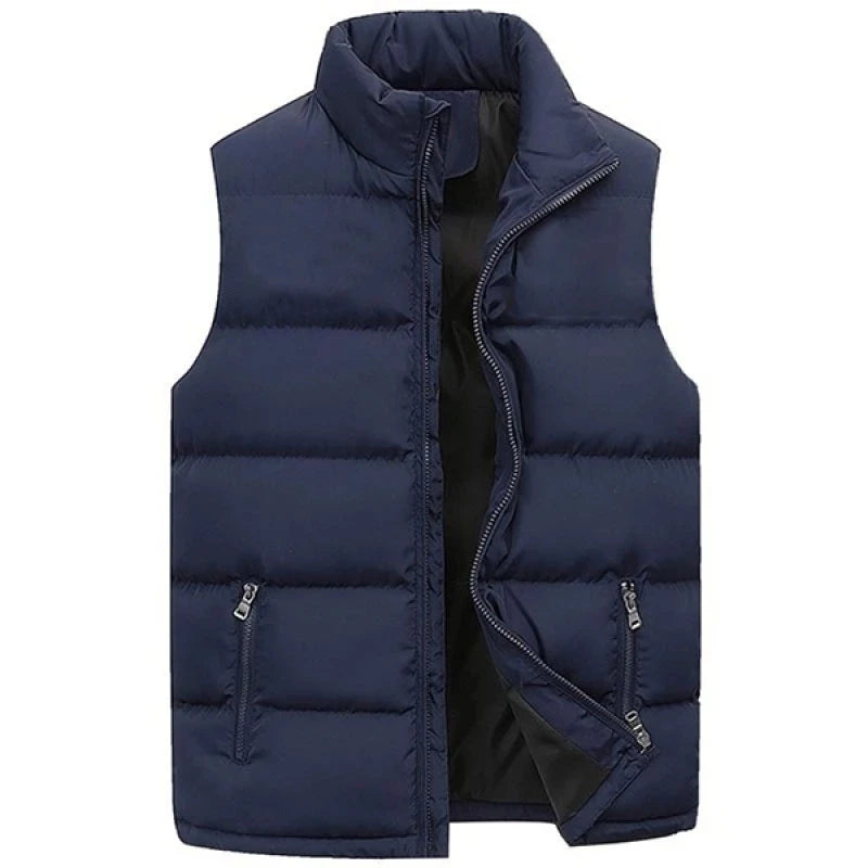 Giacca da gilet da uomo Giacche calde senza maniche Cappotto invernale con cerniera impermeabile Colletto alla coreana autunnale Gilet casual Abbigliamento di marca
