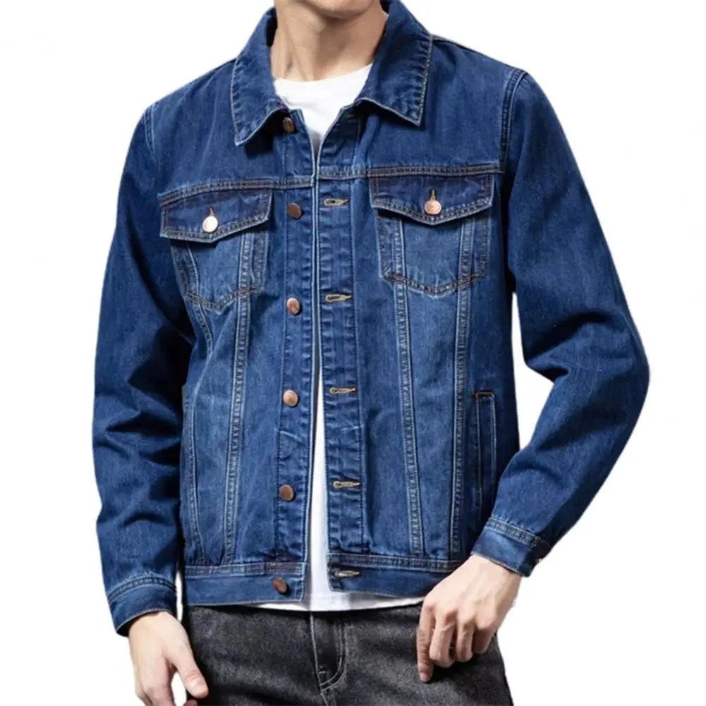 Giubbotti di jeans per uomo Cappotto Blu navy Giacca da uomo Cardigan monopetto Cappotto di jeans Giacca maschile chaquetas hombre куртка муж......