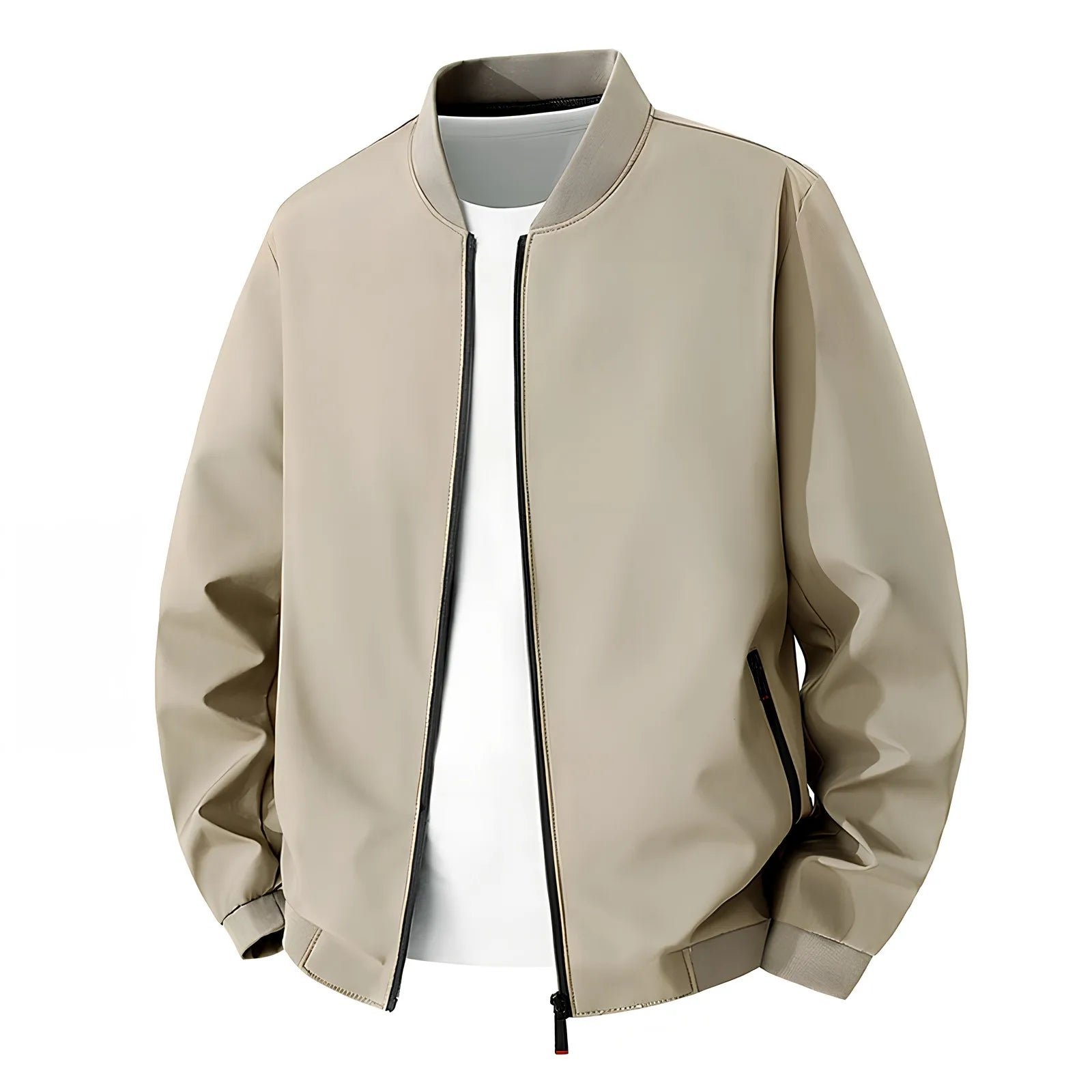 Giacca da baseball da uomo Giacca Top con orlo in colore a contrasto Design semplice Colletto da baseball Stile Abbigliamento quotidiano Primavera Autunno All-Match Basic