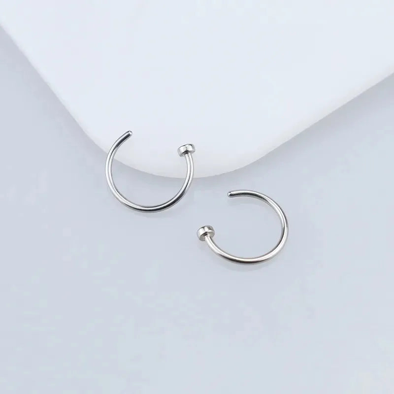 2/6 pezzi anelli da naso finti per le donne, anelli per labbra in acciaio inossidabile 316L anello labret narice cerchio piercing borchie gioielli penetranti al naso