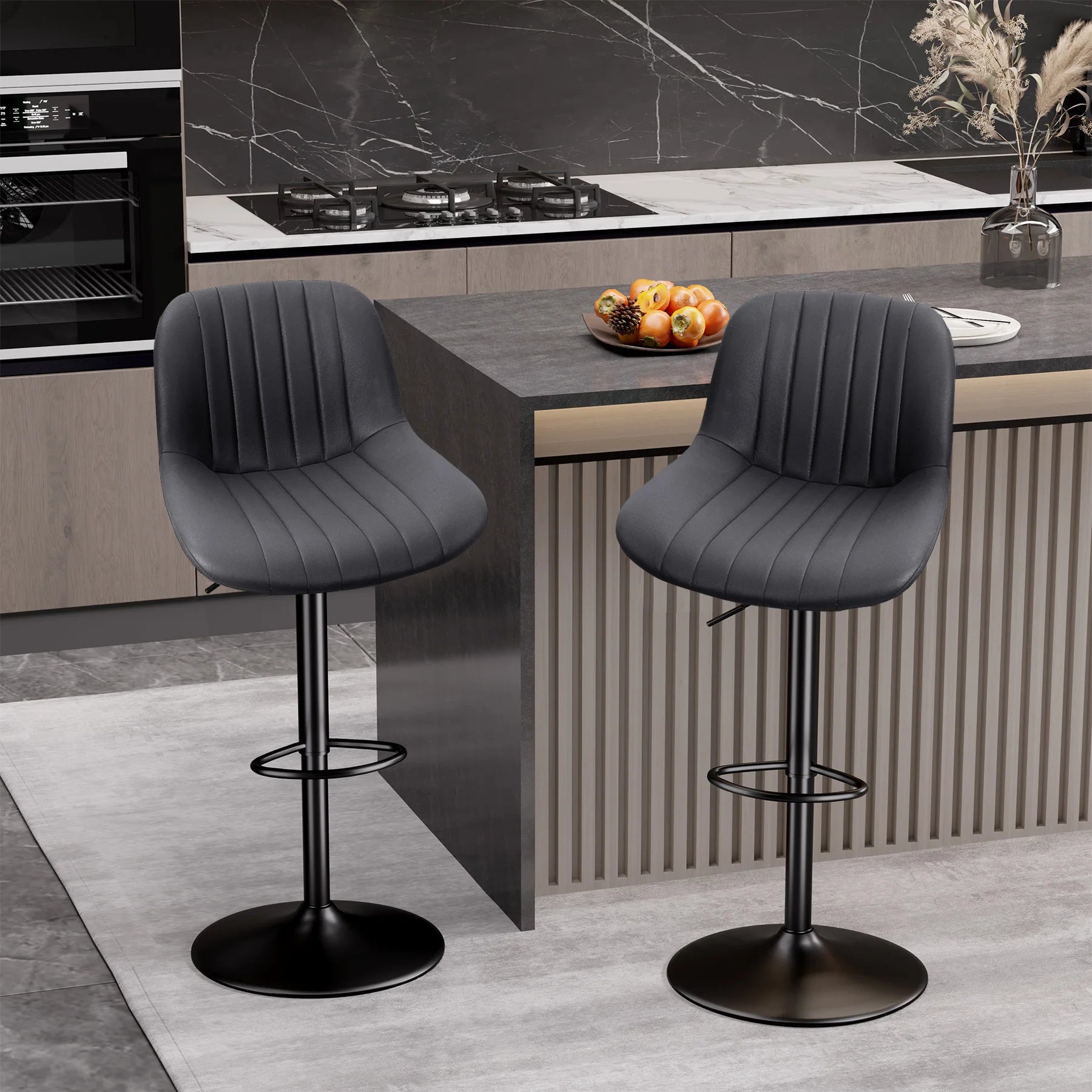 Sgabello da Bar Set da 2 pezzi, sgabello da Bar girevole moderno regolabile con schienale, sedia da banco in tessuto ad alte prestazioni