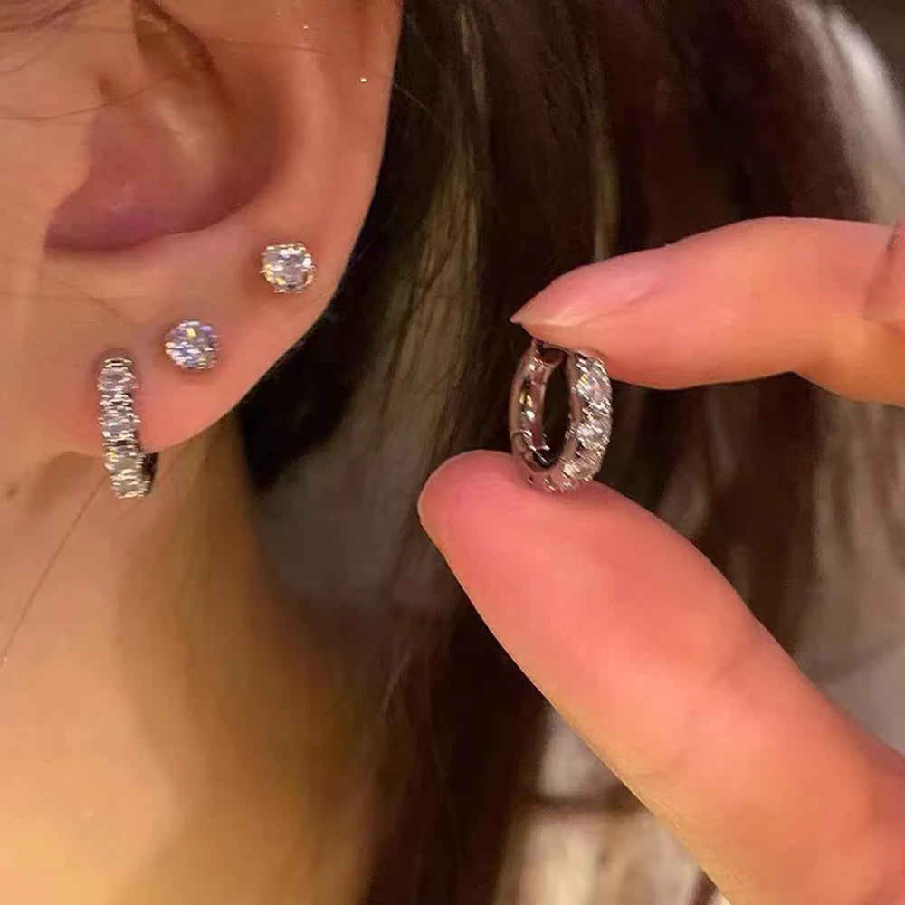 4 pezzi orecchini zircone design semplice nappa irregolare punk orecchini hip-hop cartilagine senza orecchini a clip forati gioielli da donna