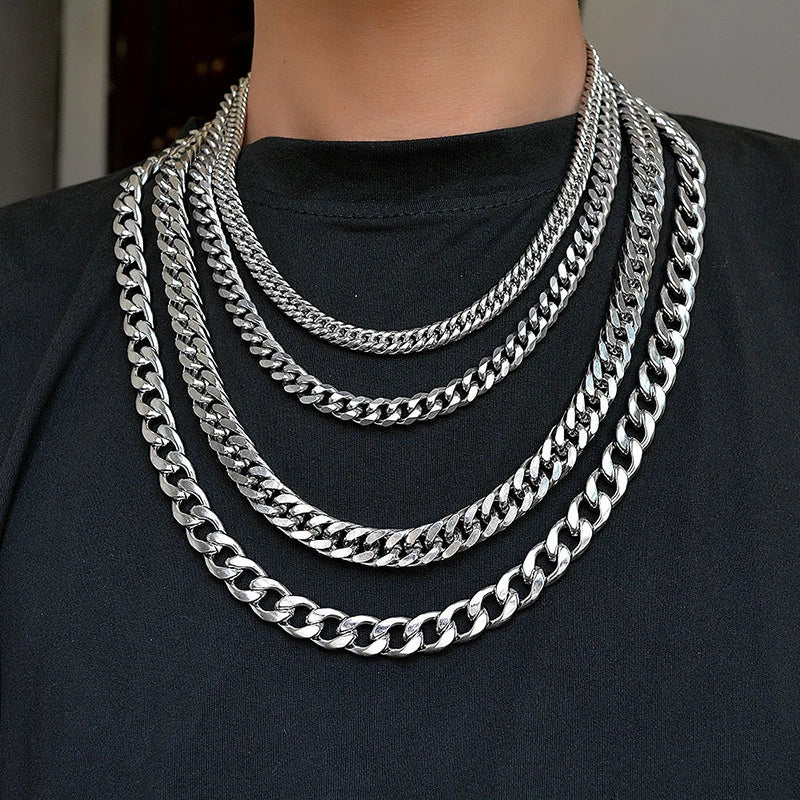 Collane a catena cubana in acciaio inossidabile per donna Uomo Collana lunga hip-hop sul collo Accessori per gioielli di moda Regali per amici