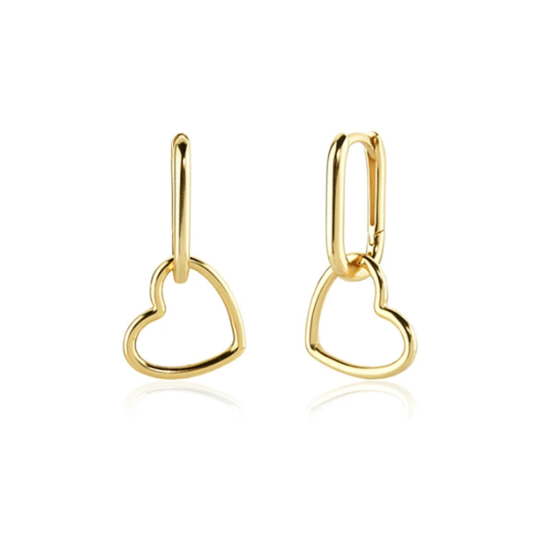 FINS Minimalista Reale S925 Sterling Silver Ovale a Forma di Cuore Orecchini a pendaglio Geometrica Liscia Cerchi Pendientes Plata 925 Gioielli