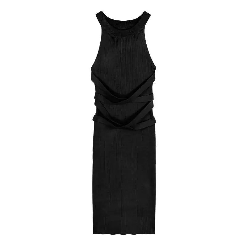 Abiti per le donne elegante Sexy senza maniche indietro strutturato Mini abito Skinny nuova moda estate Casual ptkppc