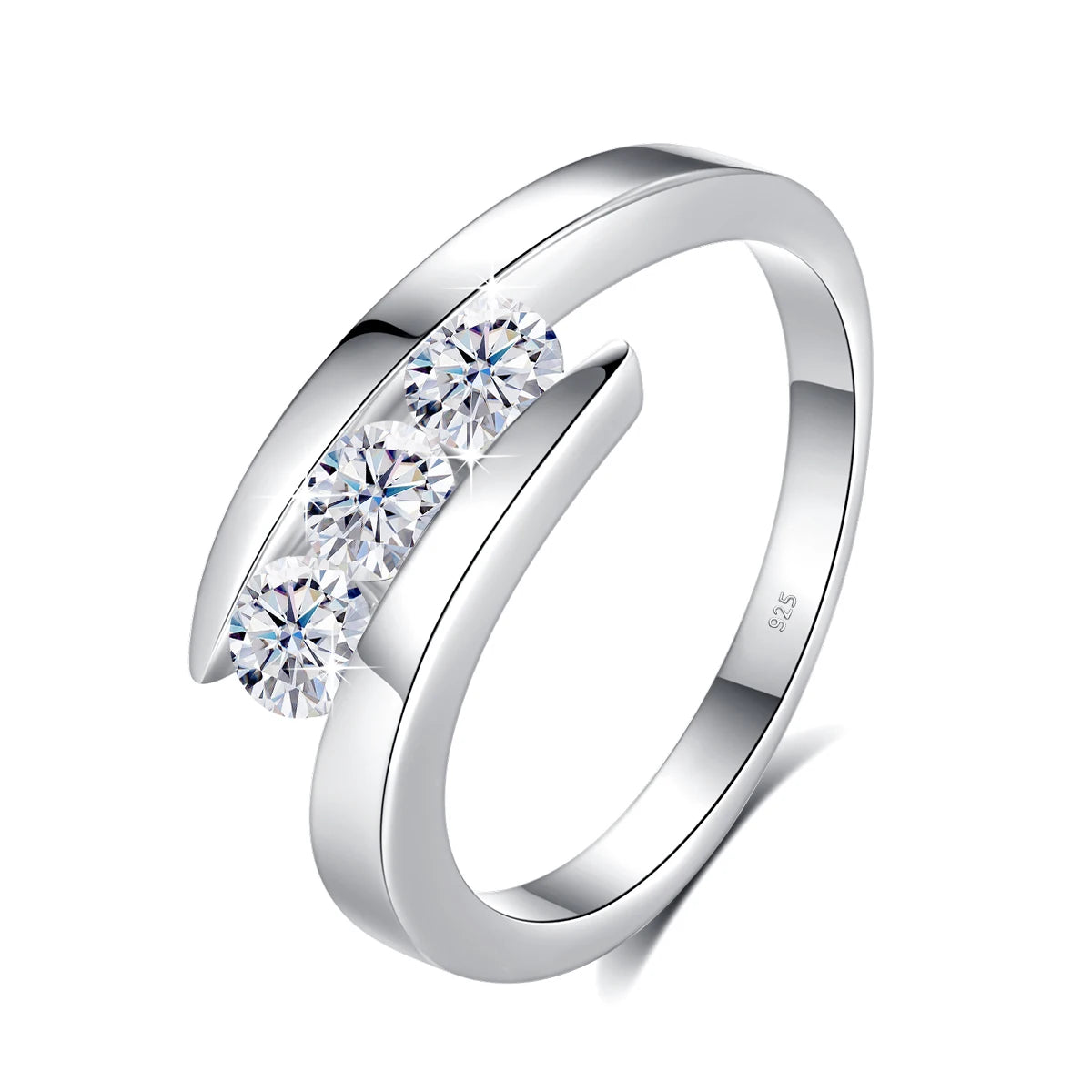 Anello in argento Sterling Moissanite 3 Stone per donna con certificato gioielli di fidanzamento di lusso 2024 regalo di tendenza per una ragazza vendita