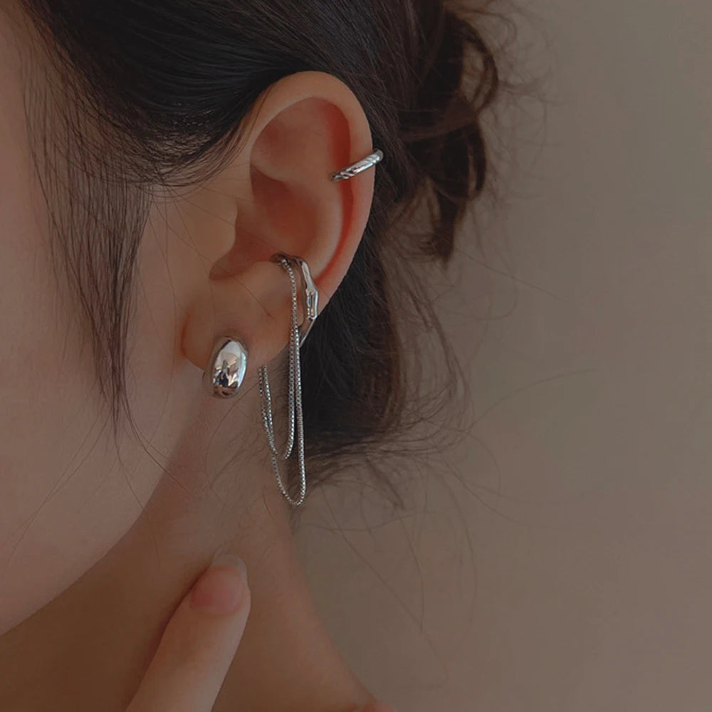 4 pezzi orecchini zircone design semplice nappa irregolare punk orecchini hip-hop cartilagine senza orecchini a clip forati gioielli da donna