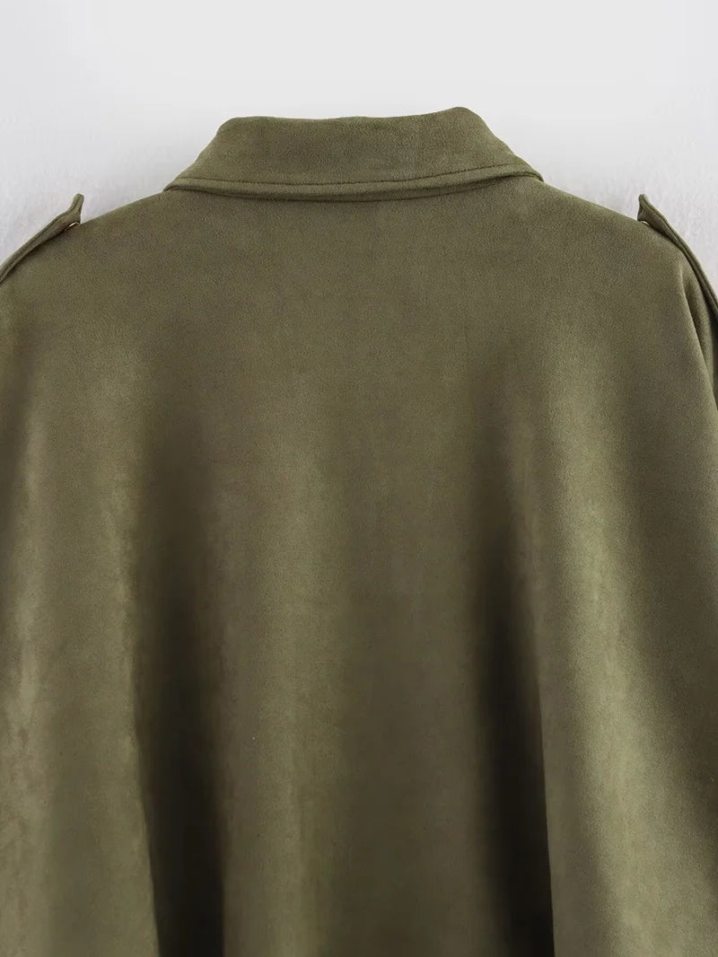 Bomber da donna Cappotti Moda Colletto rovesciato Manica lunga Cappotti larghi Capispalla femminile vintage Top chic