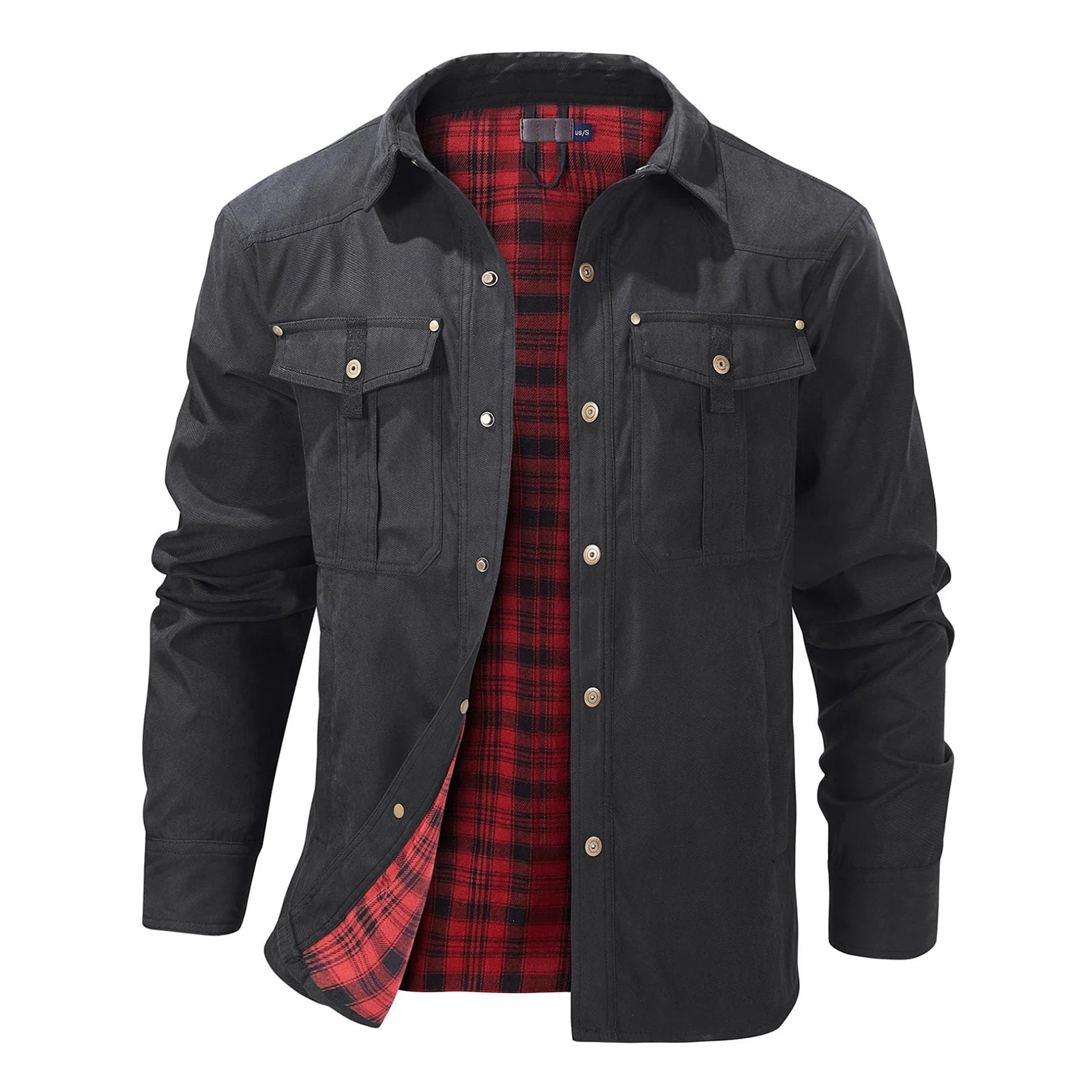Giacca da uomo casual Giacche da uomo Cappotto da camicia foderato in flanella primaverile Giacche da uomo Cappotto casual da cowboy occidentale antivento