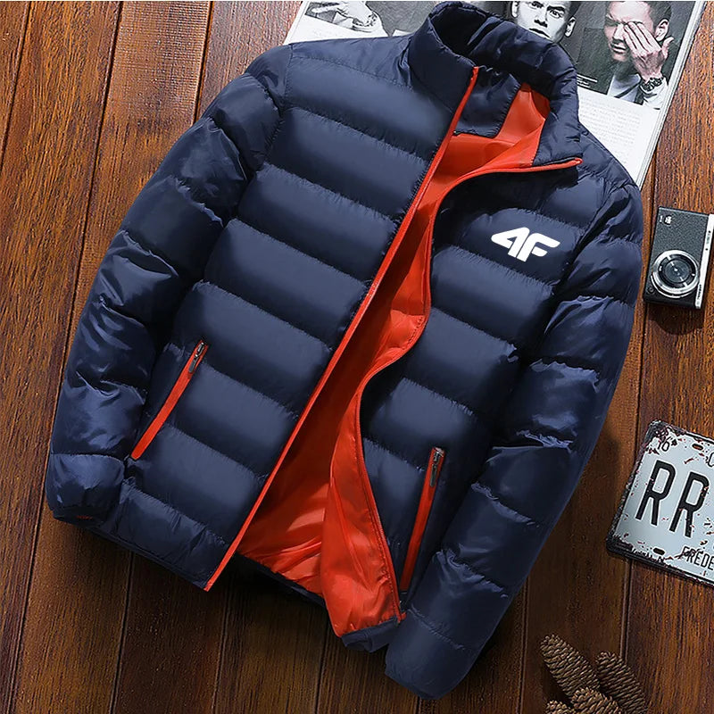 Giacca casual da uomo, giacca a vento impermeabile, tinta unita calda con cerniera, taglia grande, autunno e inverno