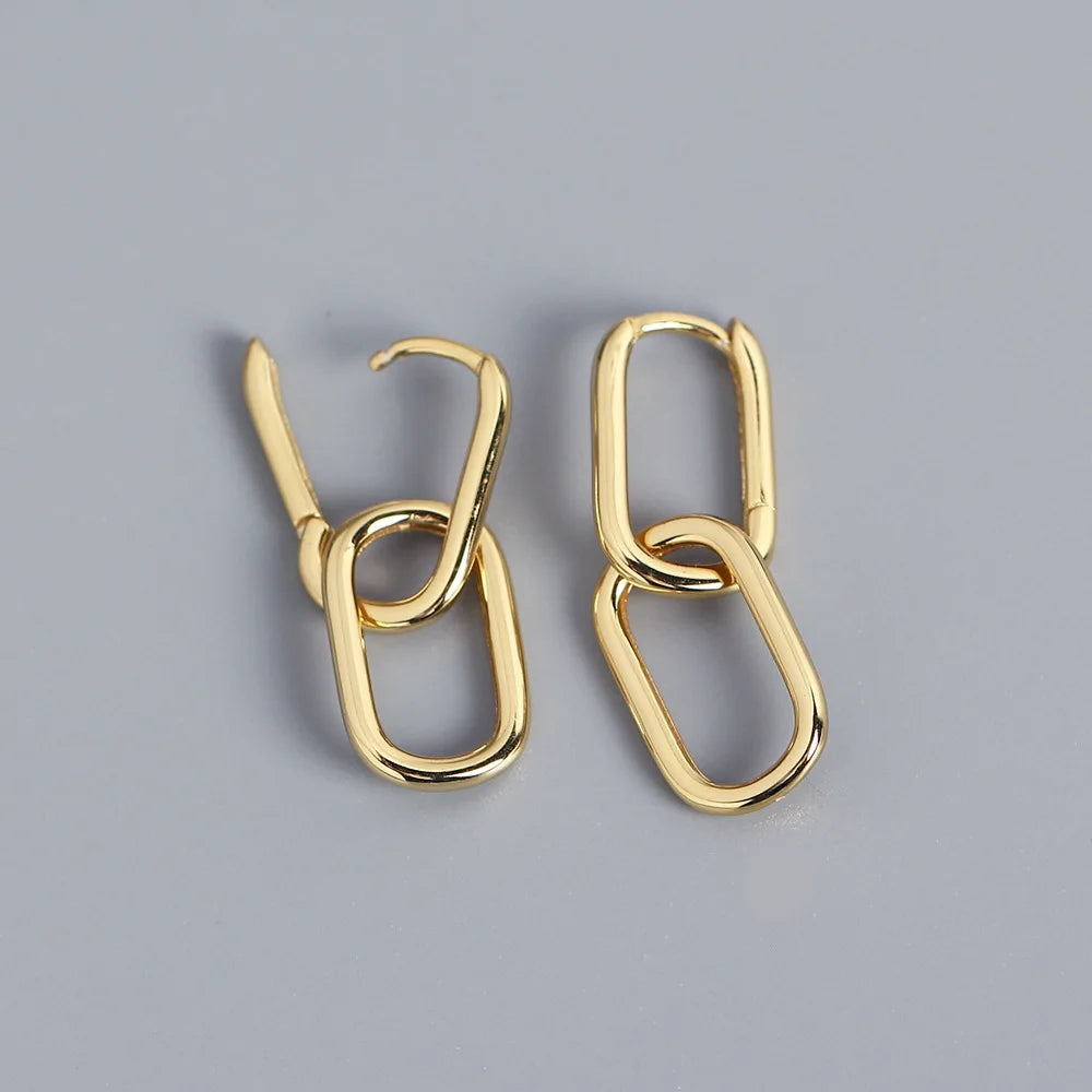 FINS Minimalista Reale S925 Sterling Silver Ovale a Forma di Cuore Orecchini a pendaglio Geometrica Liscia Cerchi Pendientes Plata 925 Gioielli