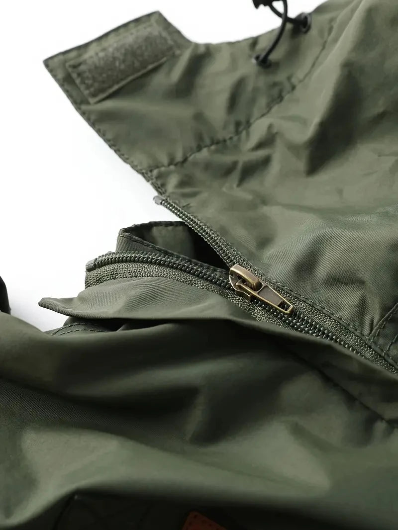 Giacca con cappuccio staccabile con maniche antivento adatta per attività all'aperto gilet multitasche impermeabile casual da uomo