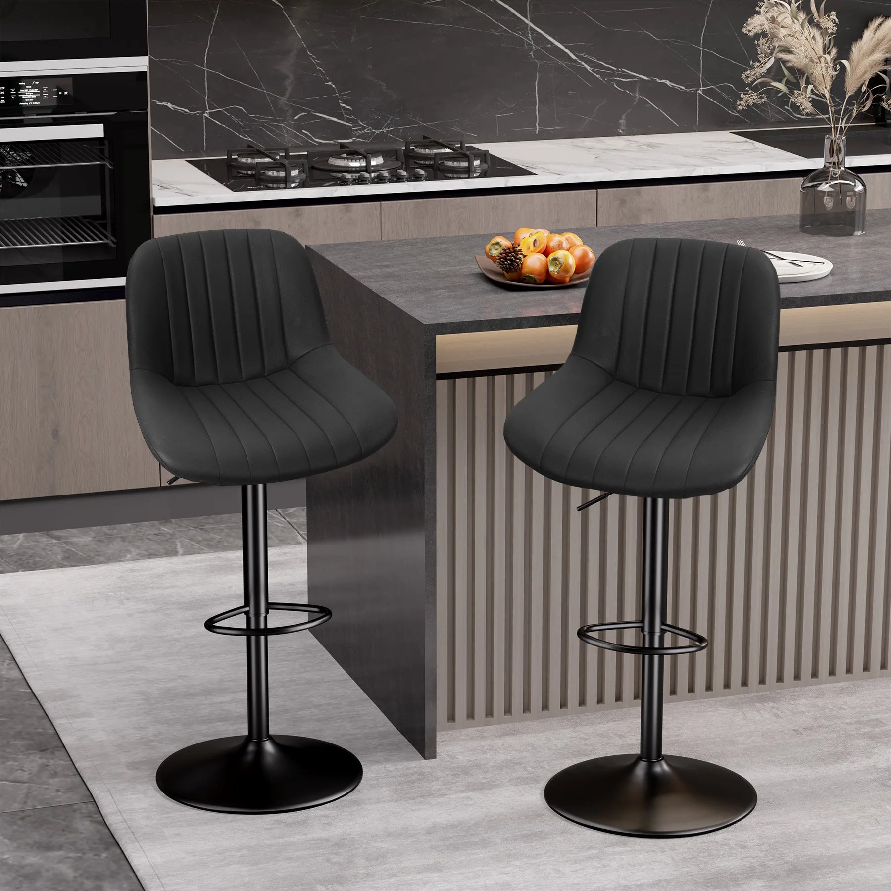 Sgabello da Bar Set da 2 pezzi, sgabello da Bar girevole moderno regolabile con schienale, sedia da banco in tessuto ad alte prestazioni
