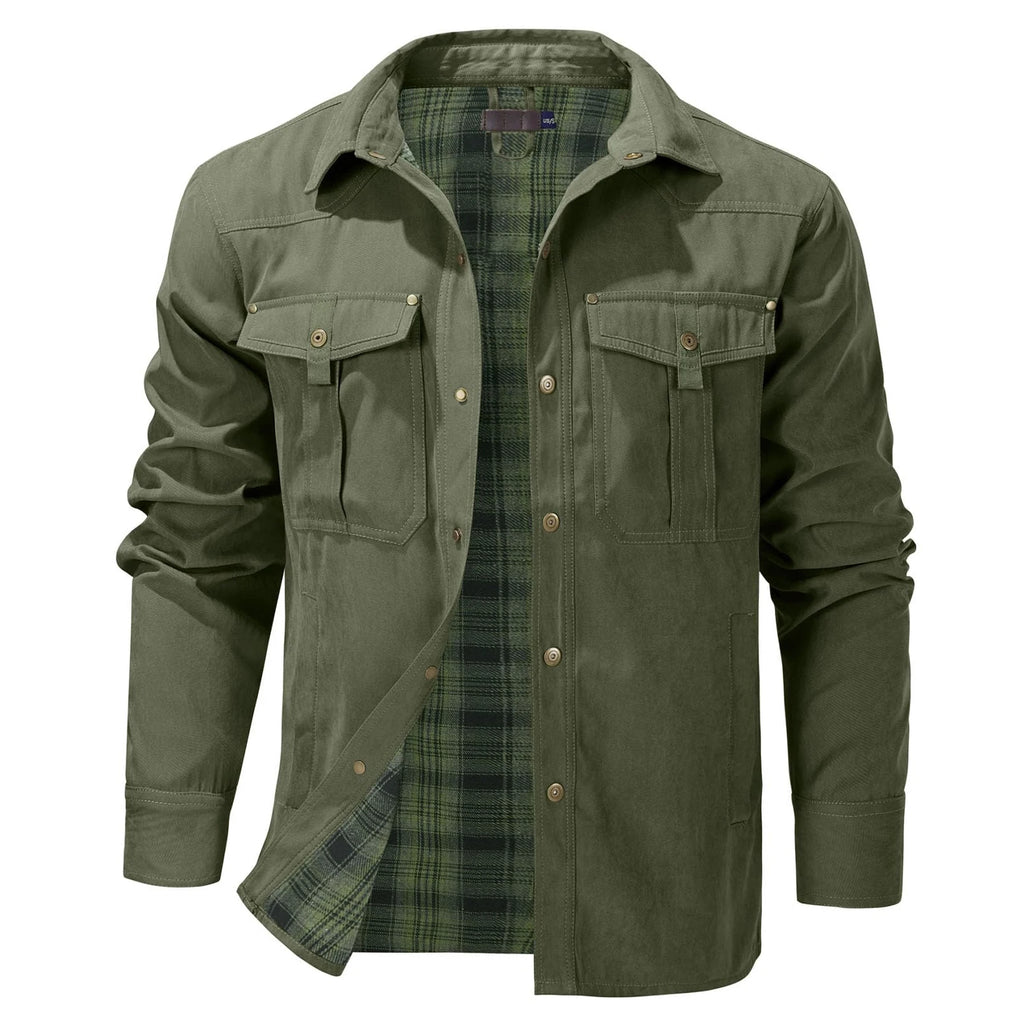 Giacca da uomo casual Giacche da uomo Cappotto da camicia foderato in flanella primaverile Giacche da uomo Cappotto casual da cowboy occidentale antivento
