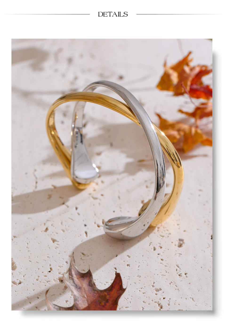 Yhpup 58mm 18K PVD placcato polsino aperto braccialetto dichiarazione braccialetto in acciaio inossidabile 316L struttura ipoallergenico polso gioielli quotidiani