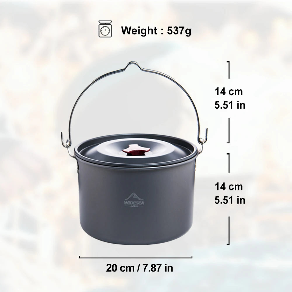 Widesea 4L campeggio appeso pentole pentole bombetta da esterno stoviglie 4-6 persone Picnic cucina turismo pesca attrezzatura da cucina