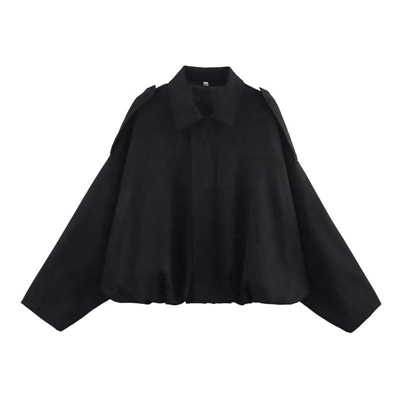 Bomber da donna Cappotti Moda Colletto rovesciato Manica lunga Cappotti larghi Capispalla femminile vintage Top chic