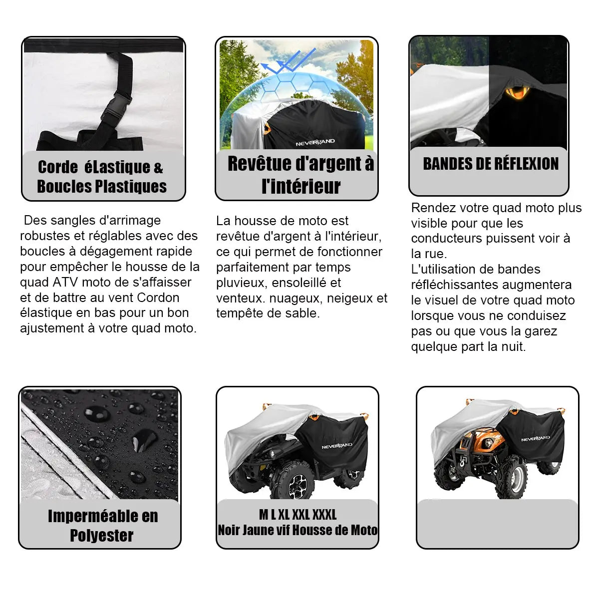 Quad Bike ATV 4x4 Moto Bike Cover Universale Impermeabile Pioggia Moto Veicolo Scooter Kart Moto Coperture Striscia Riflettente D