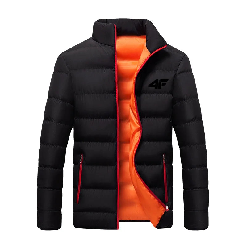 Giacca casual da uomo, giacca a vento impermeabile, tinta unita calda con cerniera, taglia grande, autunno e inverno