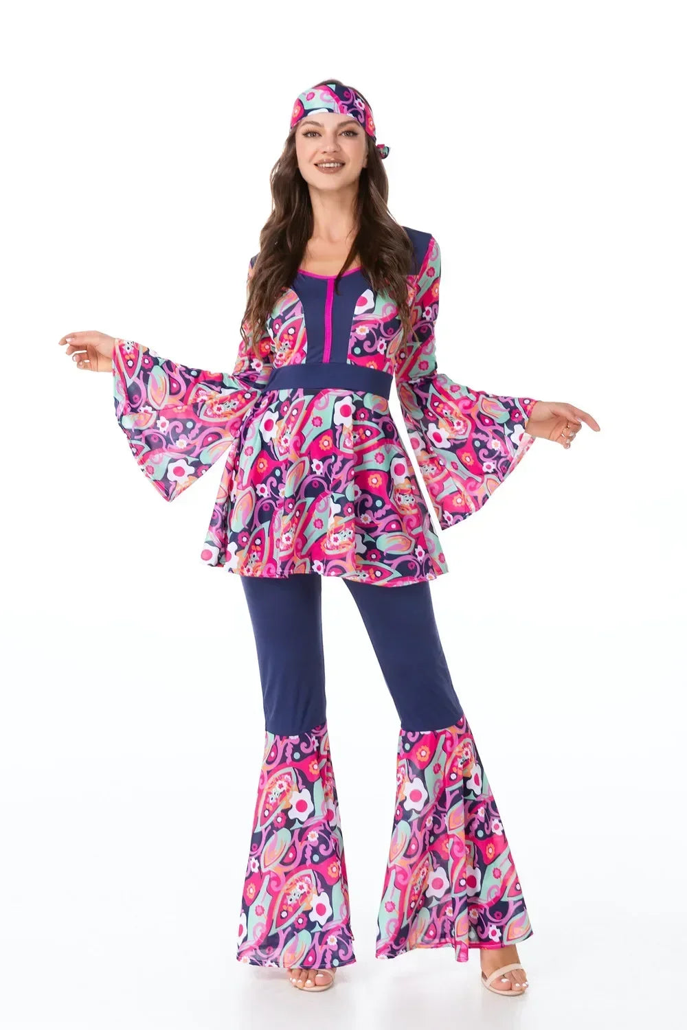 Costumi di Halloween Uomo Donna Retro anni '80 Costume hippie Disco Hip-Hop Coppie Cosplay Festa di carnevale Fancy Dress Up per adulti