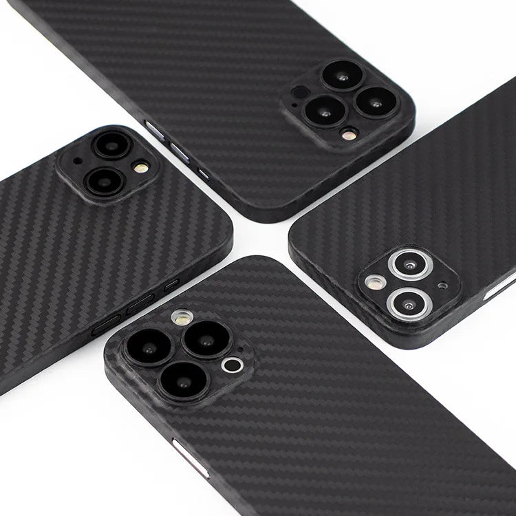 Custodia per telefono ultra sottile da 0,3 mm per iPhone 16 15 14 13 12 11 Pro Max Mini custodia protettiva struttura brasatura in carbonio PP