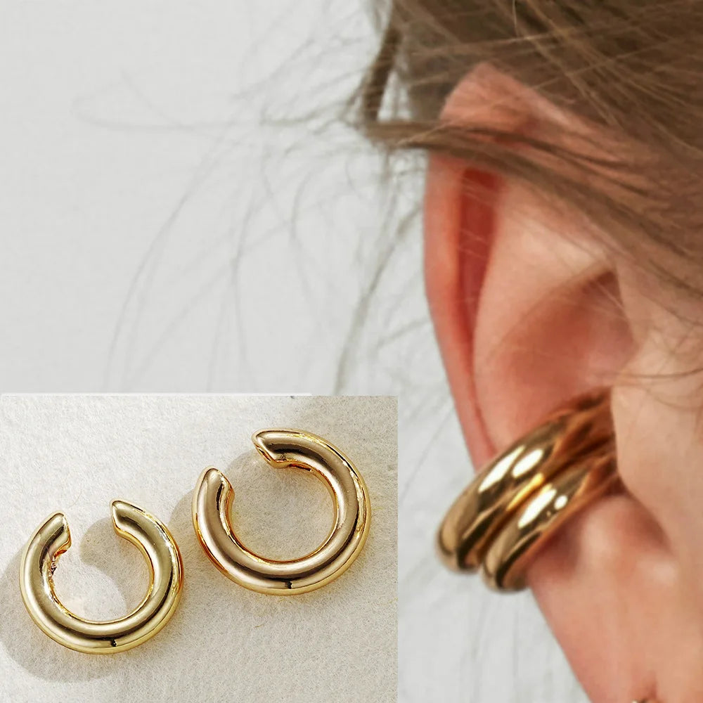 Nuovo alla moda unico falso metallo perforato Clip dell'orecchio asimmetrico circolare cartilagine donne gioielli di moda regalo polsino dell'orecchio ragazza