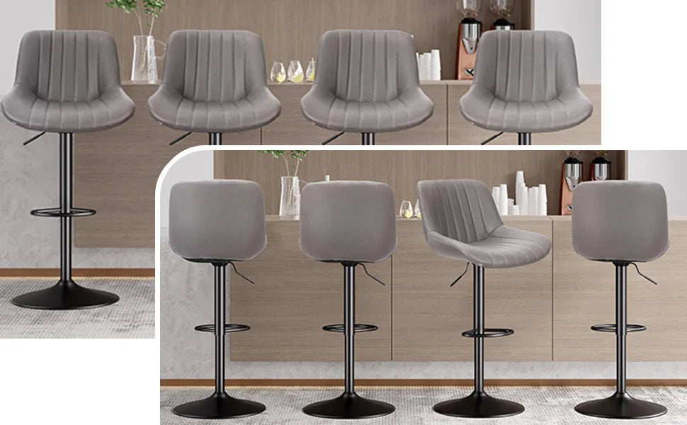 Sgabello da Bar Set da 2 pezzi, sgabello da Bar girevole moderno regolabile con schienale, sedia da banco in tessuto ad alte prestazioni