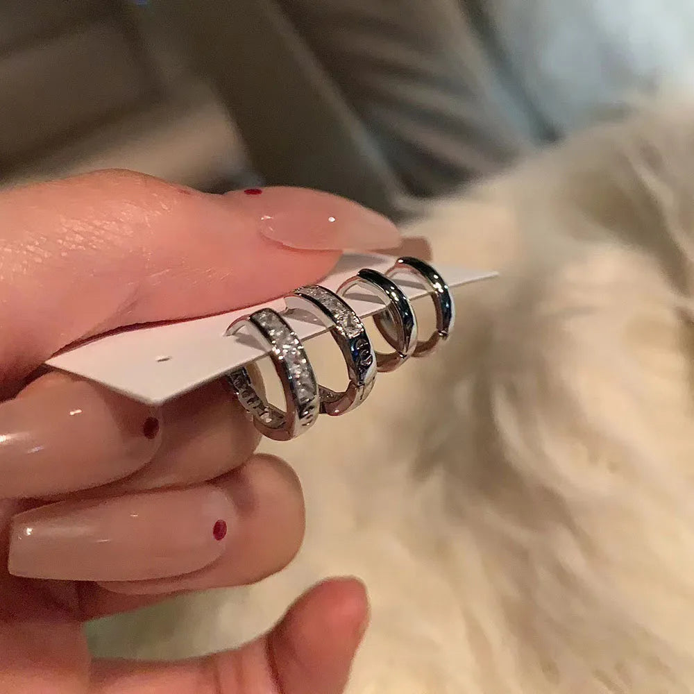 4 pezzi orecchini zircone design semplice nappa irregolare punk orecchini hip-hop cartilagine senza orecchini a clip forati gioielli da donna