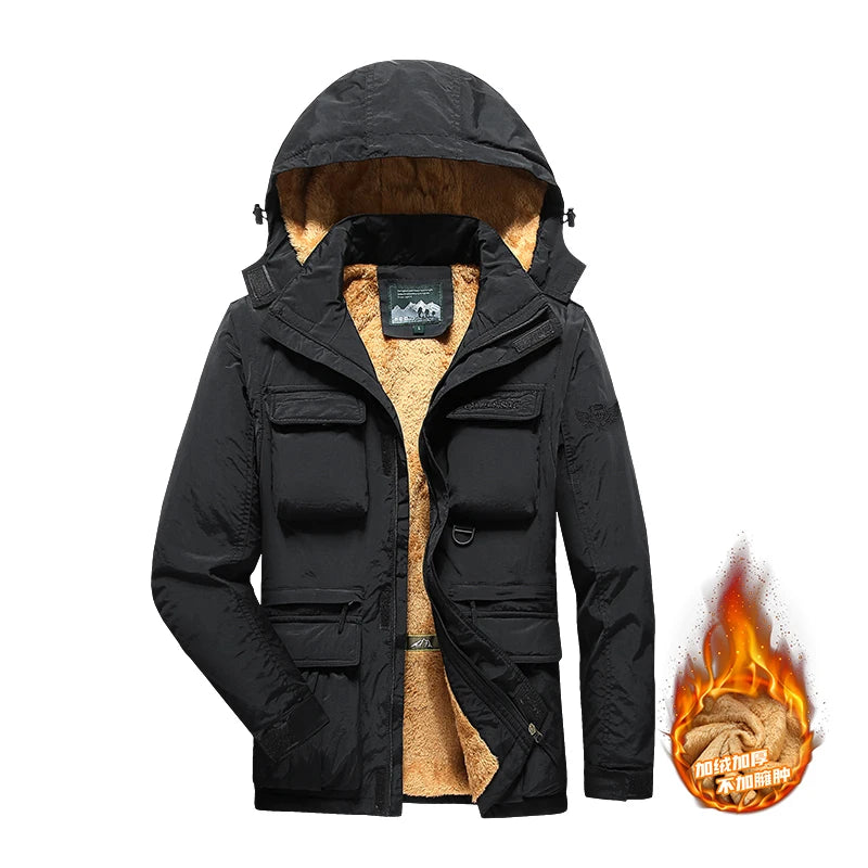 Giacca con cappuccio staccabile con maniche antivento adatta per attività all'aperto gilet multitasche impermeabile casual da uomo