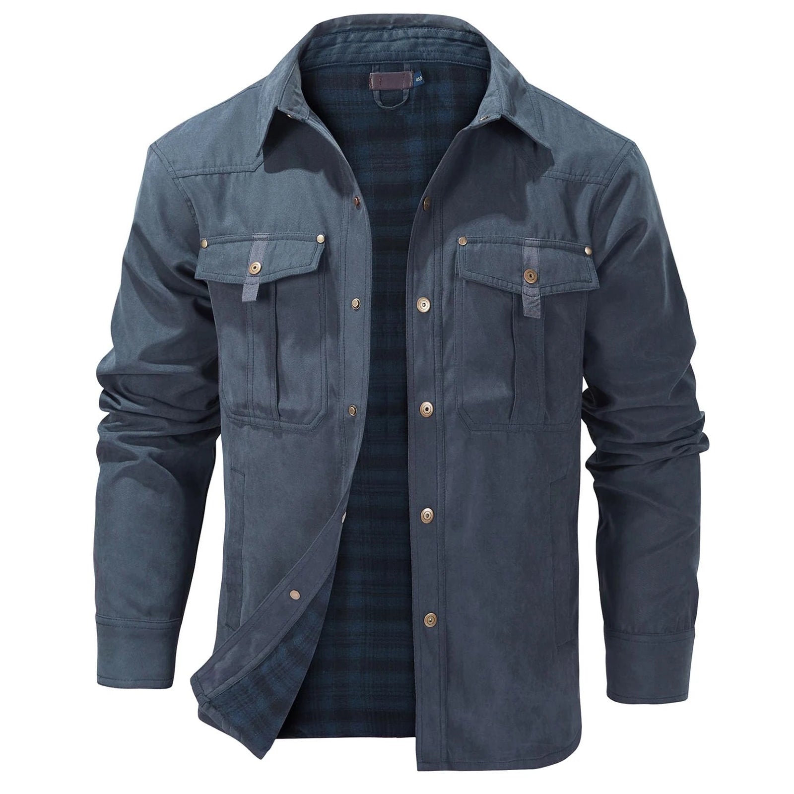 Giacca da uomo casual Giacche da uomo Cappotto da camicia foderato in flanella primaverile Giacche da uomo Cappotto casual da cowboy occidentale antivento