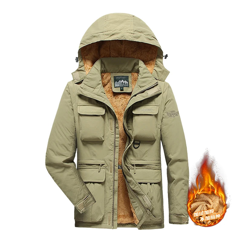 Giacca con cappuccio staccabile con maniche antivento adatta per attività all'aperto gilet multitasche impermeabile casual da uomo