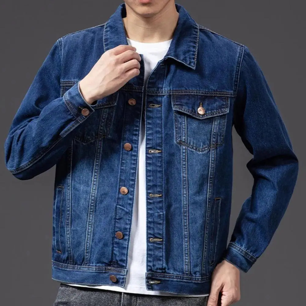 Giubbotti di jeans per uomo Cappotto Blu navy Giacca da uomo Cardigan monopetto Cappotto di jeans Giacca maschile chaquetas hombre куртка муж......