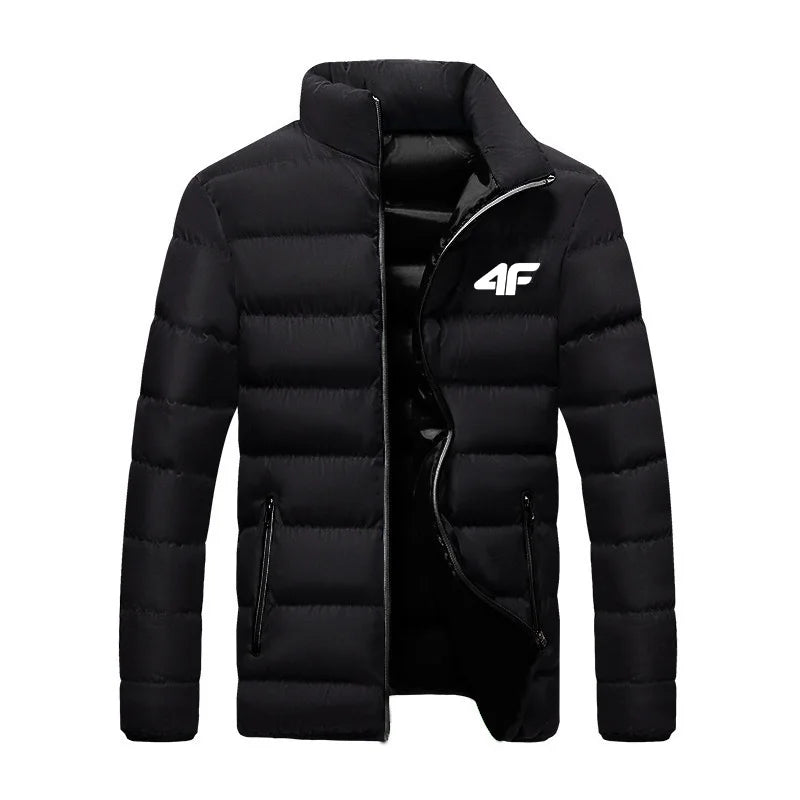 Giacca casual da uomo, giacca a vento impermeabile, tinta unita calda con cerniera, taglia grande, autunno e inverno