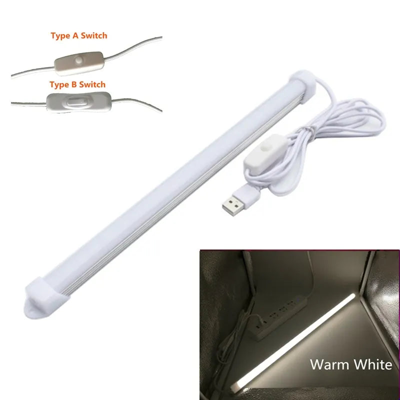 Barra luminosa a LED USB Striscia LED rigida da 5 V per la cucina Barra luminosa in alluminio dimmerabile per illuminazione sotto l'armadio Bianco caldo freddo