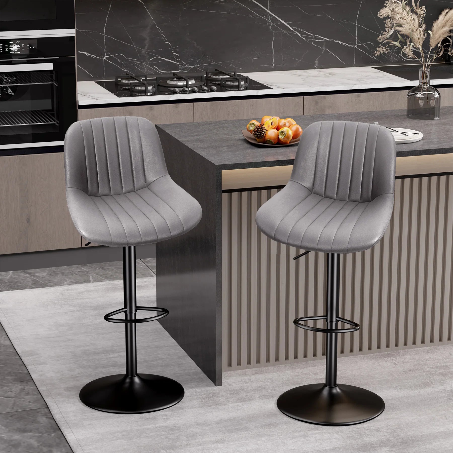 Sgabello da Bar Set da 2 pezzi, sgabello da Bar girevole moderno regolabile con schienale, sedia da banco in tessuto ad alte prestazioni