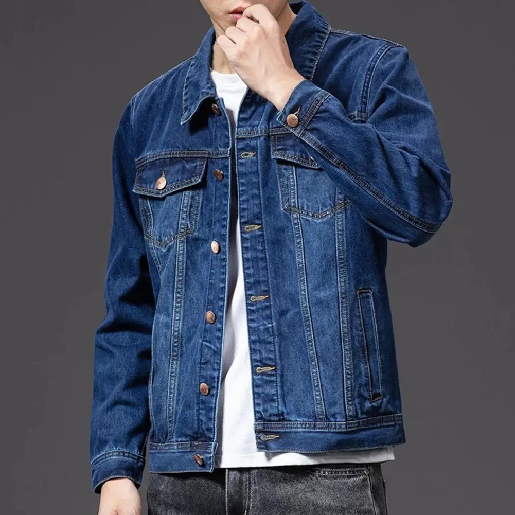 Giubbotti di jeans per uomo Cappotto Blu navy Giacca da uomo Cardigan monopetto Cappotto di jeans Giacca maschile chaquetas hombre куртка муж......