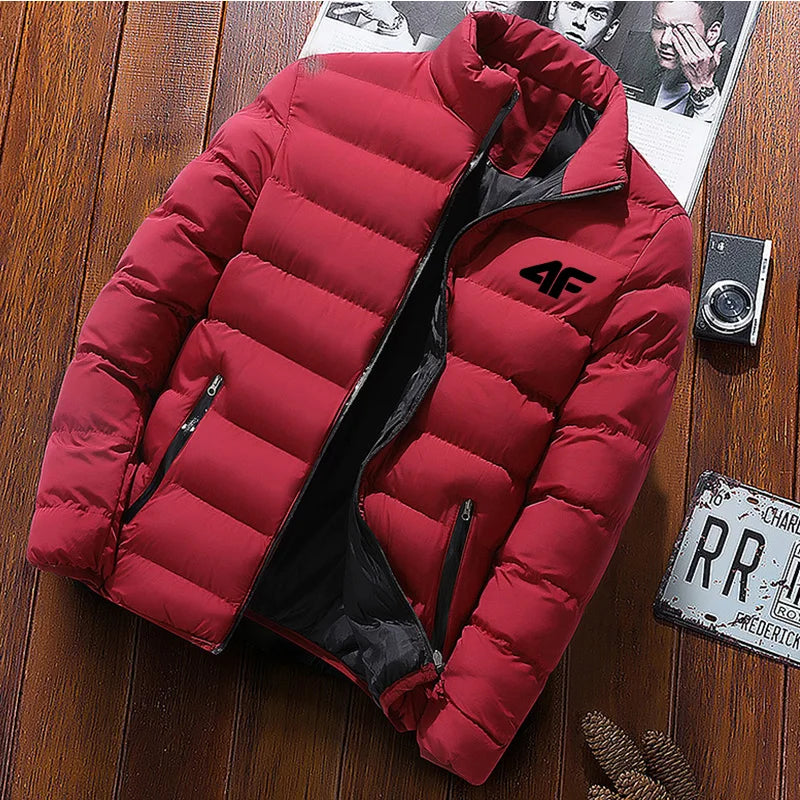 Giacca casual da uomo, giacca a vento impermeabile, tinta unita calda con cerniera, taglia grande, autunno e inverno