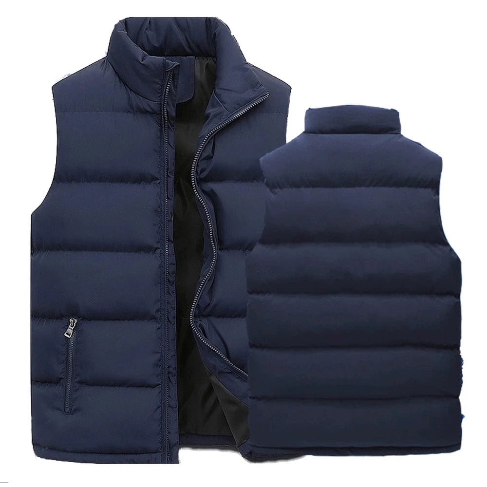 Giacca da gilet da uomo Giacche calde senza maniche Cappotto invernale con cerniera impermeabile Colletto alla coreana autunnale Gilet casual Abbigliamento di marca
