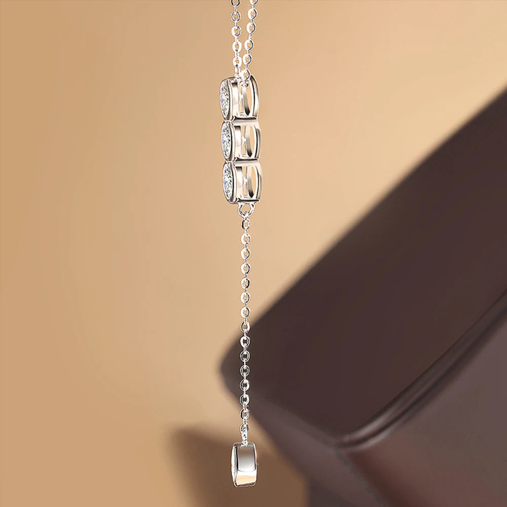 Houtros 3mm/5mm Collana piena di Moissanite per ragazze Classica catena clavicolare a bolle in argento sterling 925 regalo di gioielleria raffinata per feste
