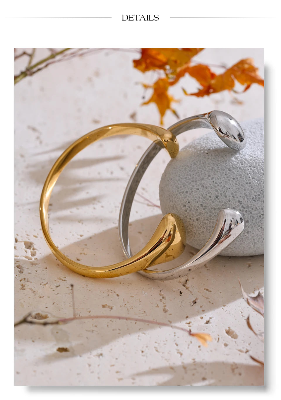 Yhpup 58mm 18K PVD placcato polsino aperto braccialetto dichiarazione braccialetto in acciaio inossidabile 316L struttura ipoallergenico polso gioielli quotidiani